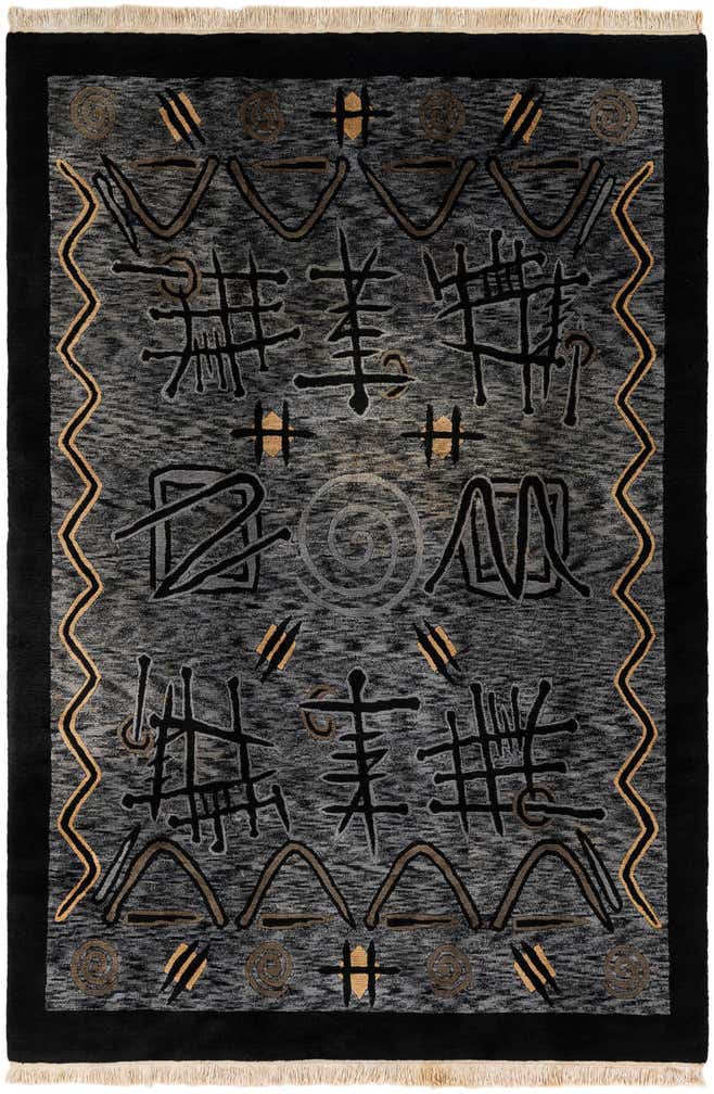 6' 8 x 9' 9 Hand Knotted Carved Pekin Wool Rug