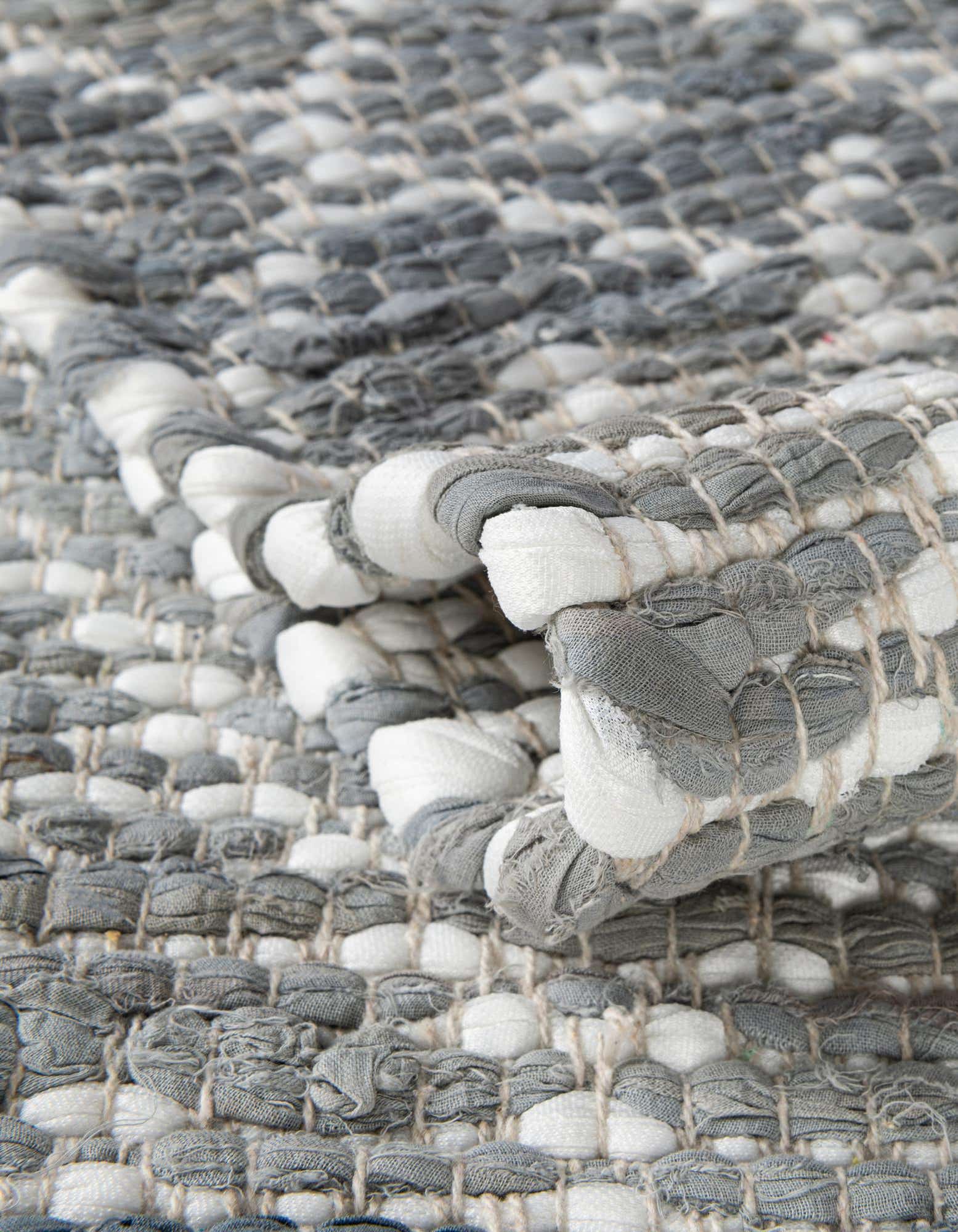 Custom Gray Tejido a mano Chindi Trellis Alfombra