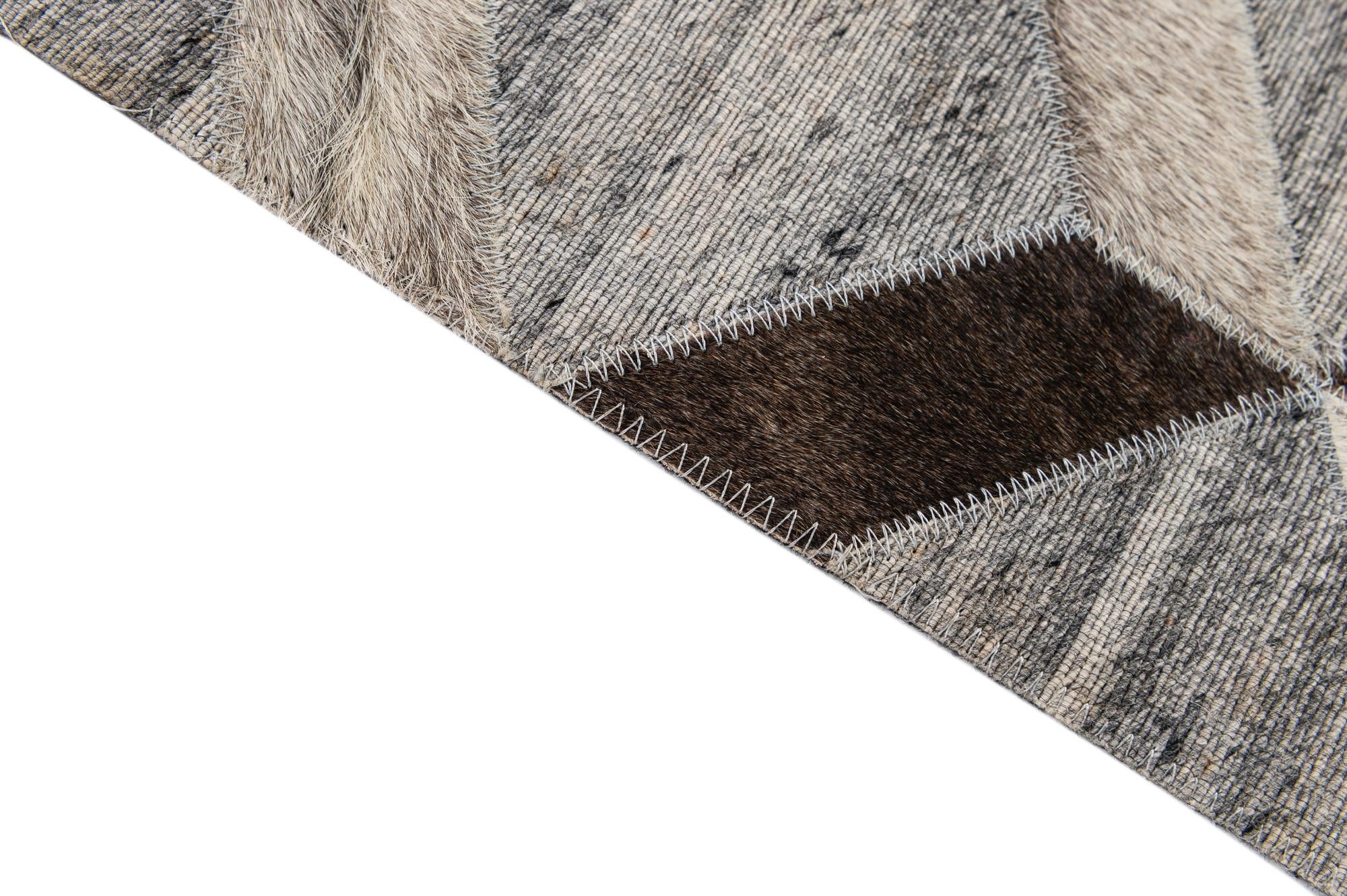 5' 1 x 8' 2 Cowhide - Patchwork Rug