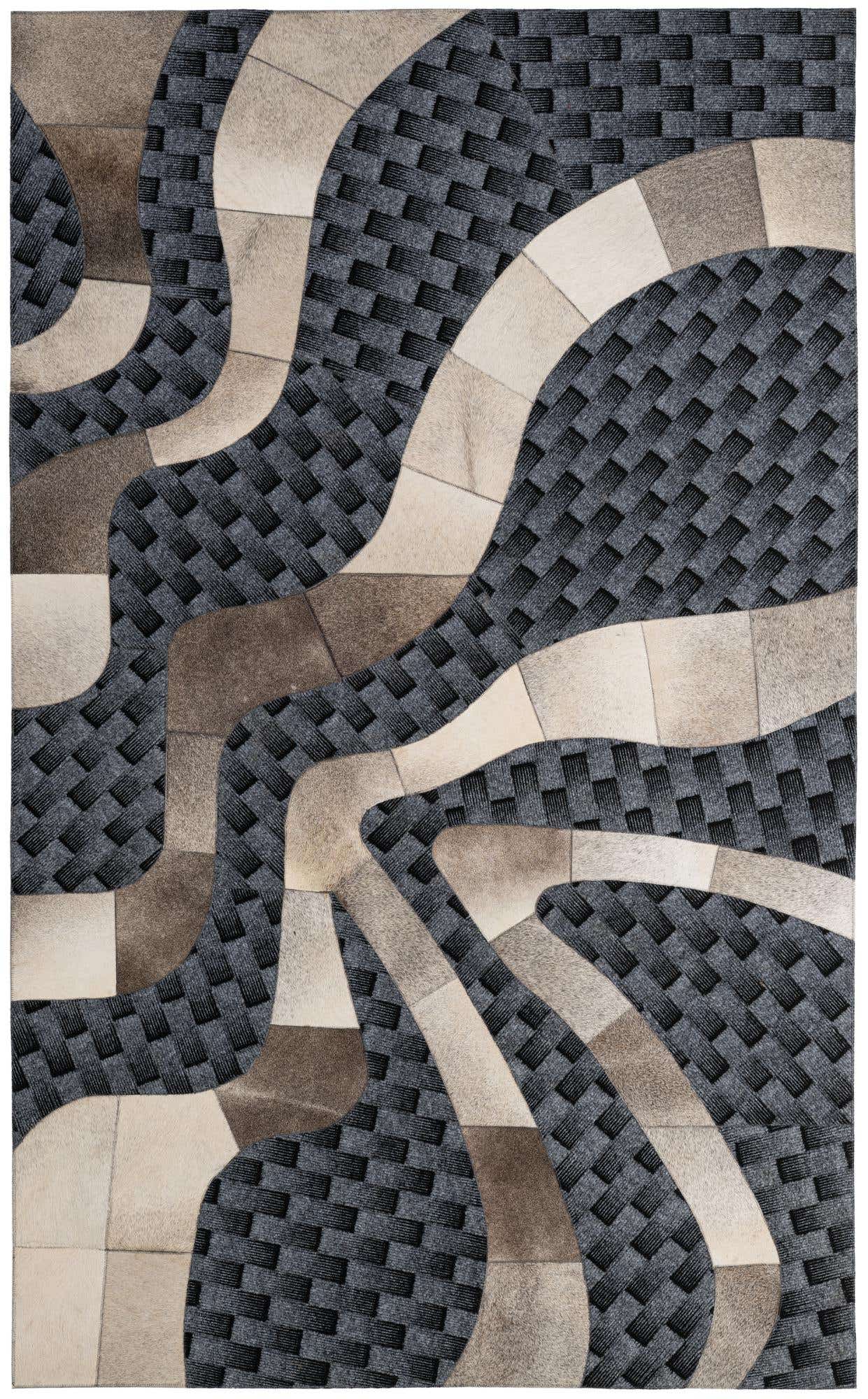 4' 11 x 8' 1 Cowhide - Patchwork Rug