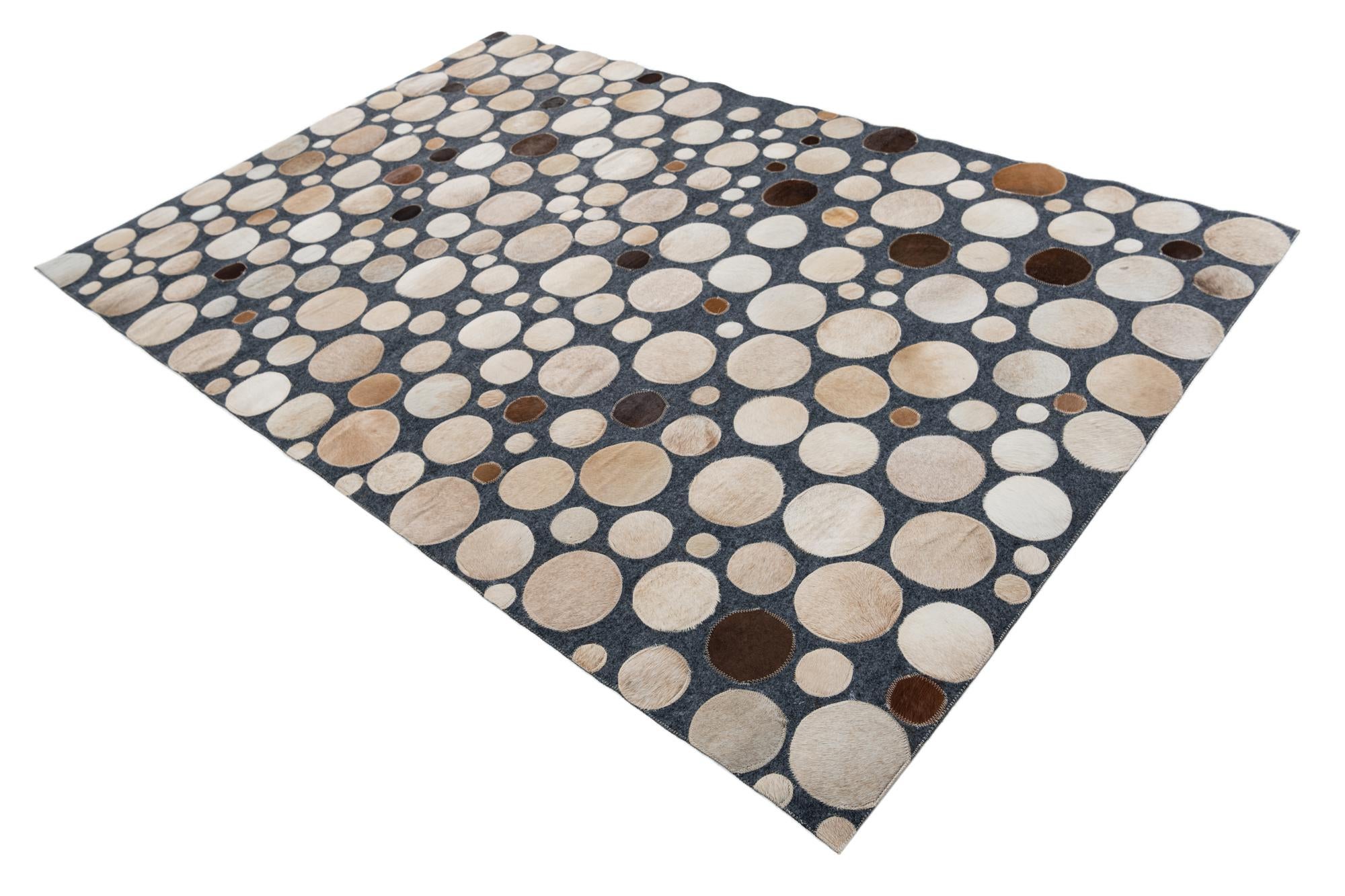 5' x 7' 8 Cowhide Leather Rug