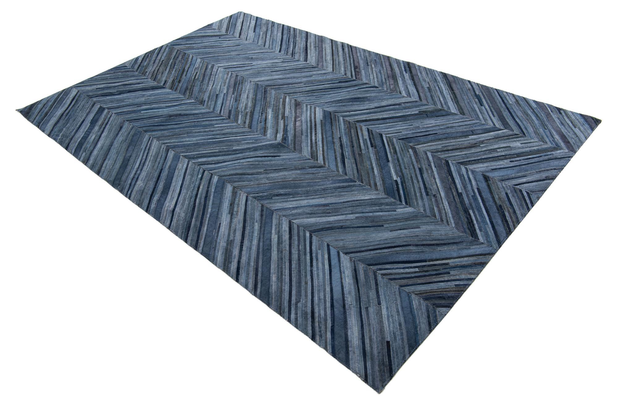 5' 4 x 8' Cowhide Leather Rug