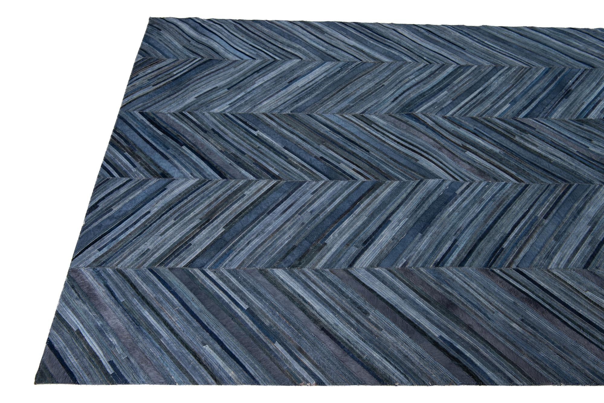 5' 4 x 8' Cowhide Leather Rug