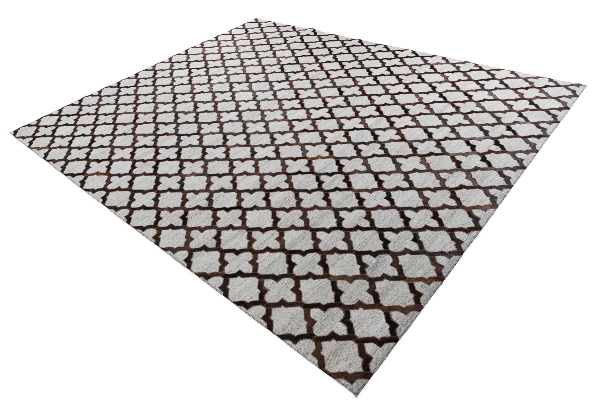 8' x 9' 10 Cowhide Leather Rug