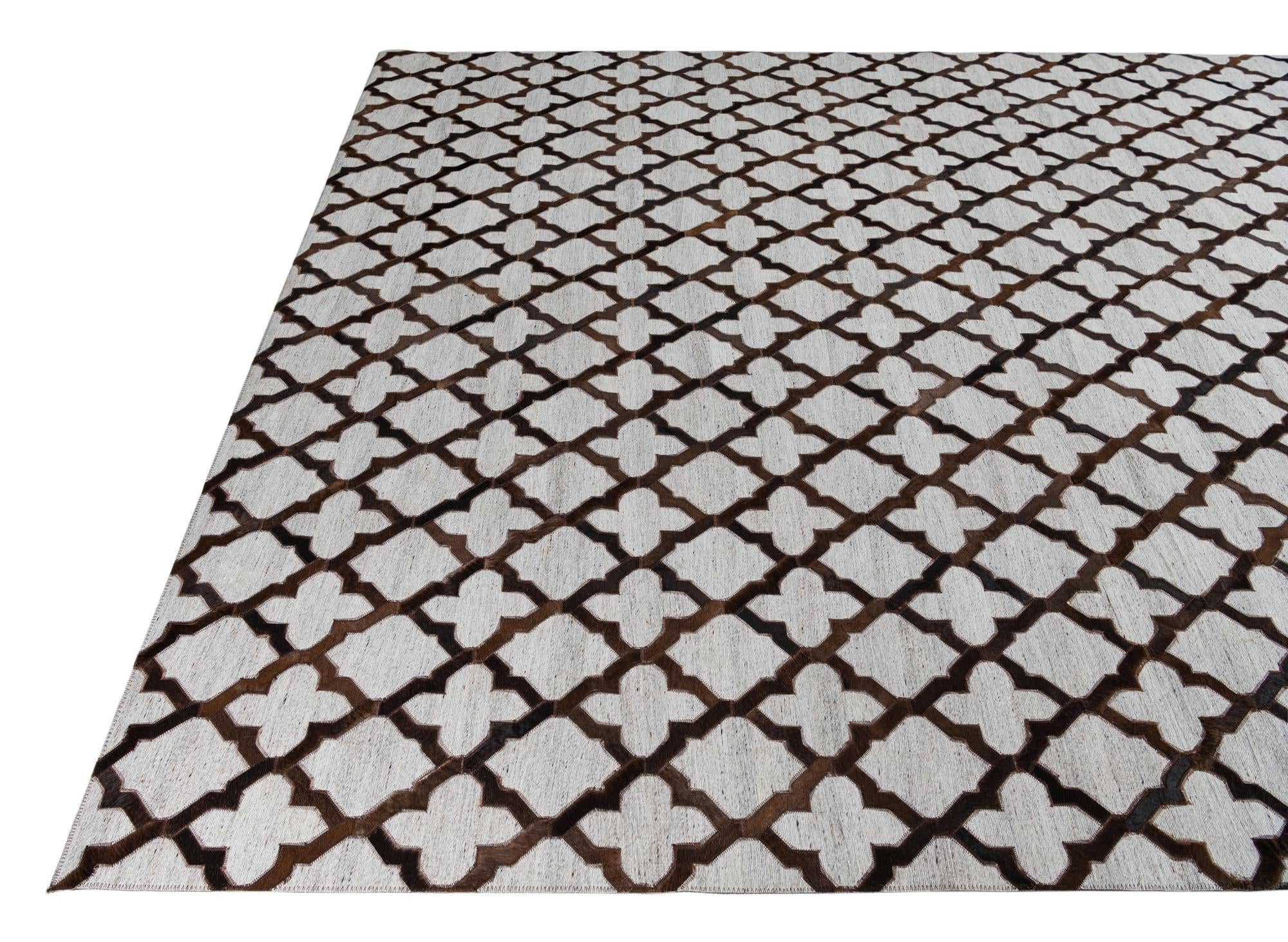 8' x 9' 10 Cowhide Leather Rug