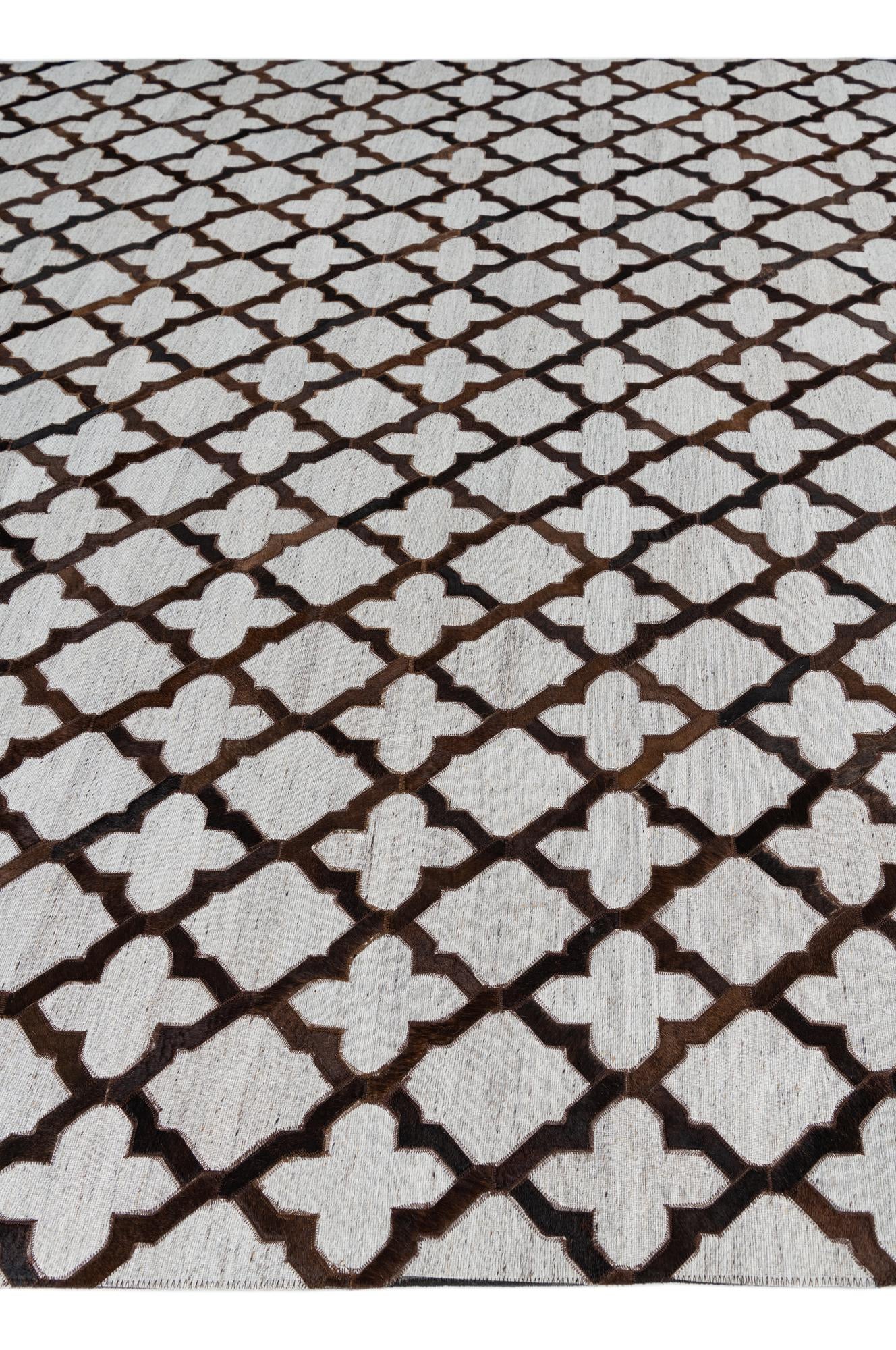8' x 9' 10 Cowhide Leather Rug