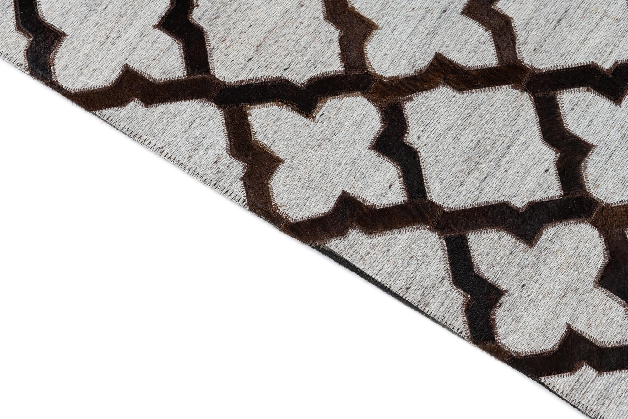 8' x 9' 10 Cowhide Leather Rug