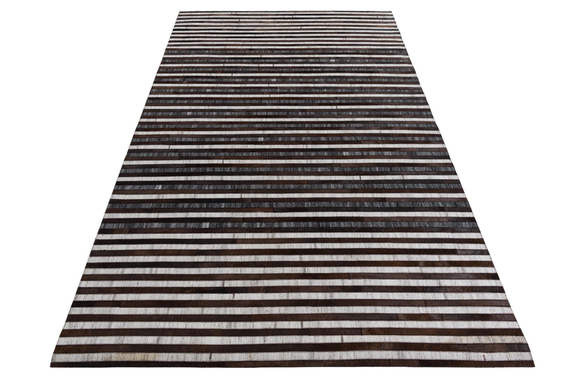 5' 1 x 7' 10 Cowhide Leather Rug