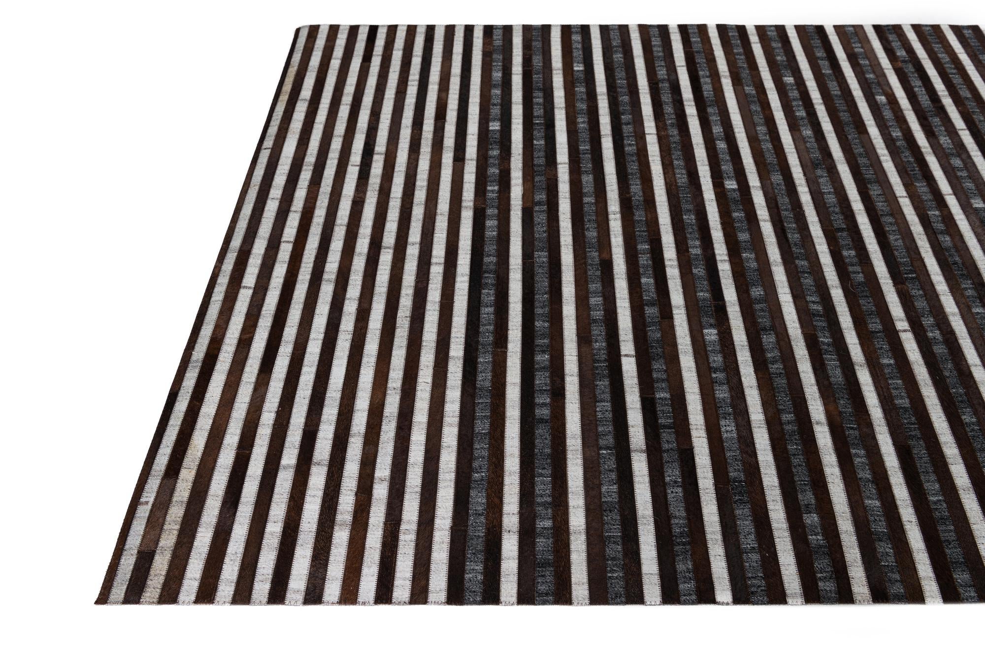 5' 1 x 7' 10 Cowhide Leather Rug