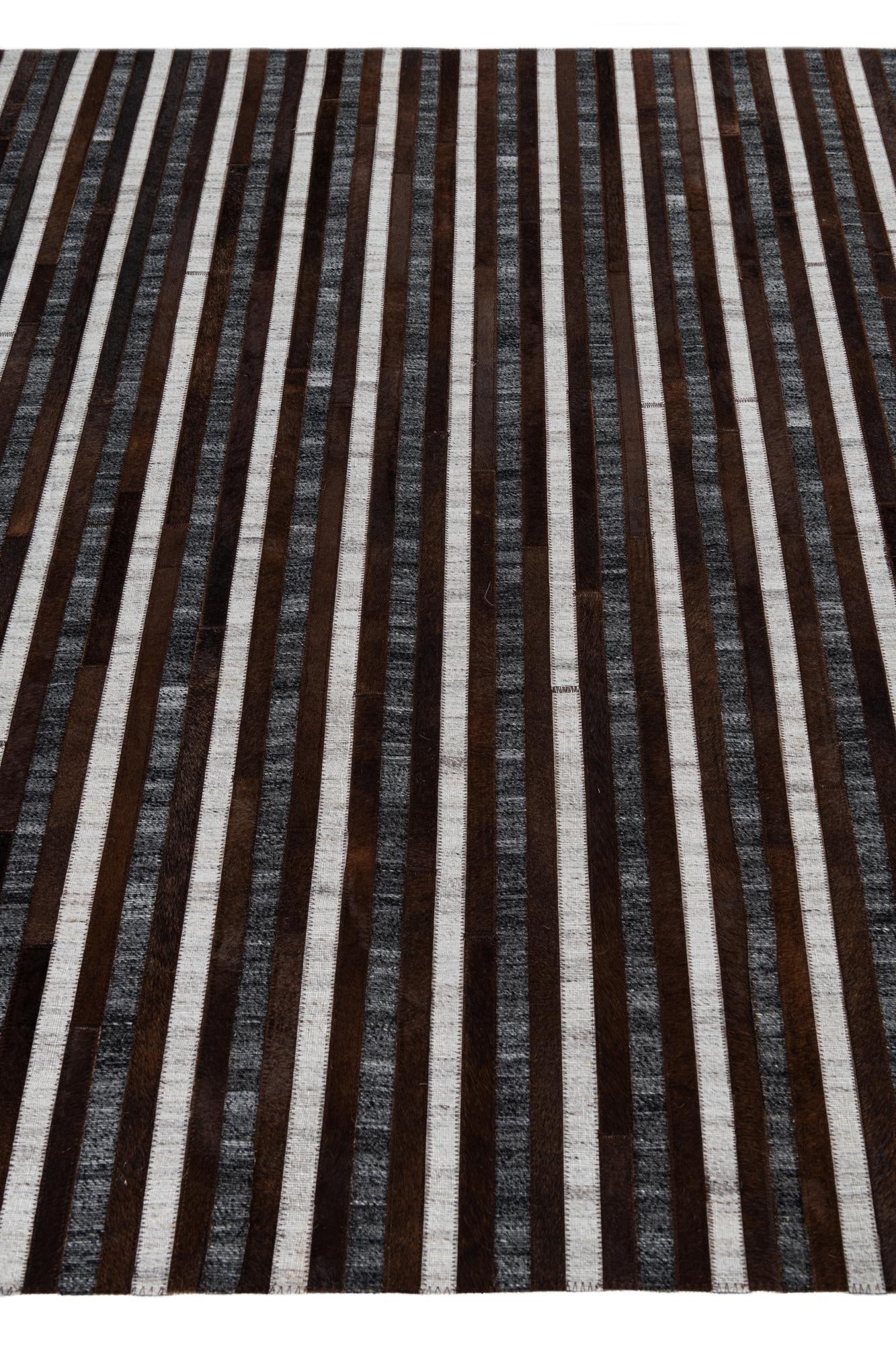 5' 1 x 7' 10 Cowhide Leather Rug