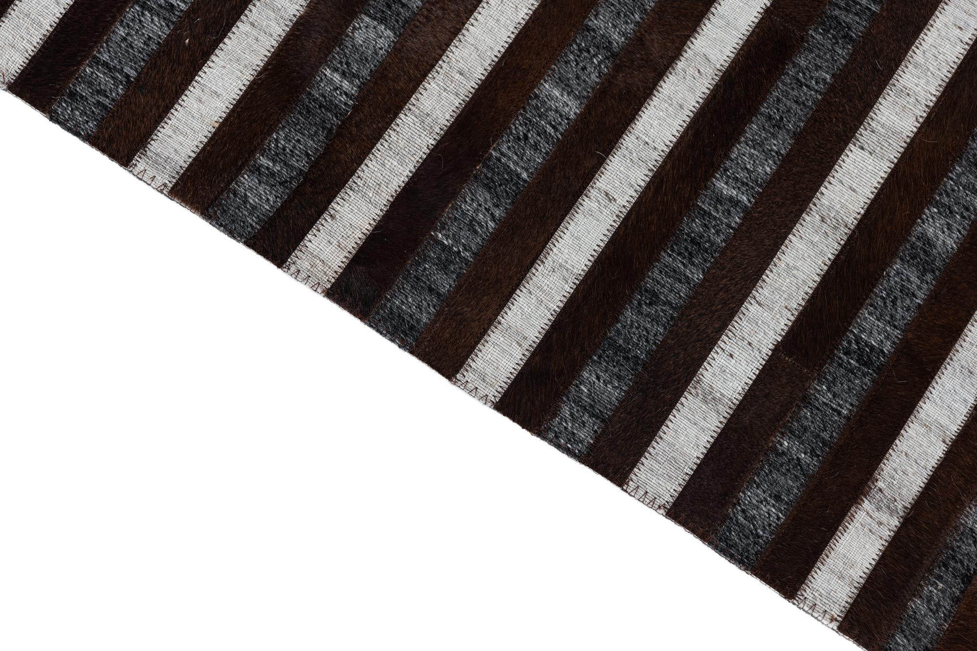 5' 1 x 7' 10 Cowhide Leather Rug