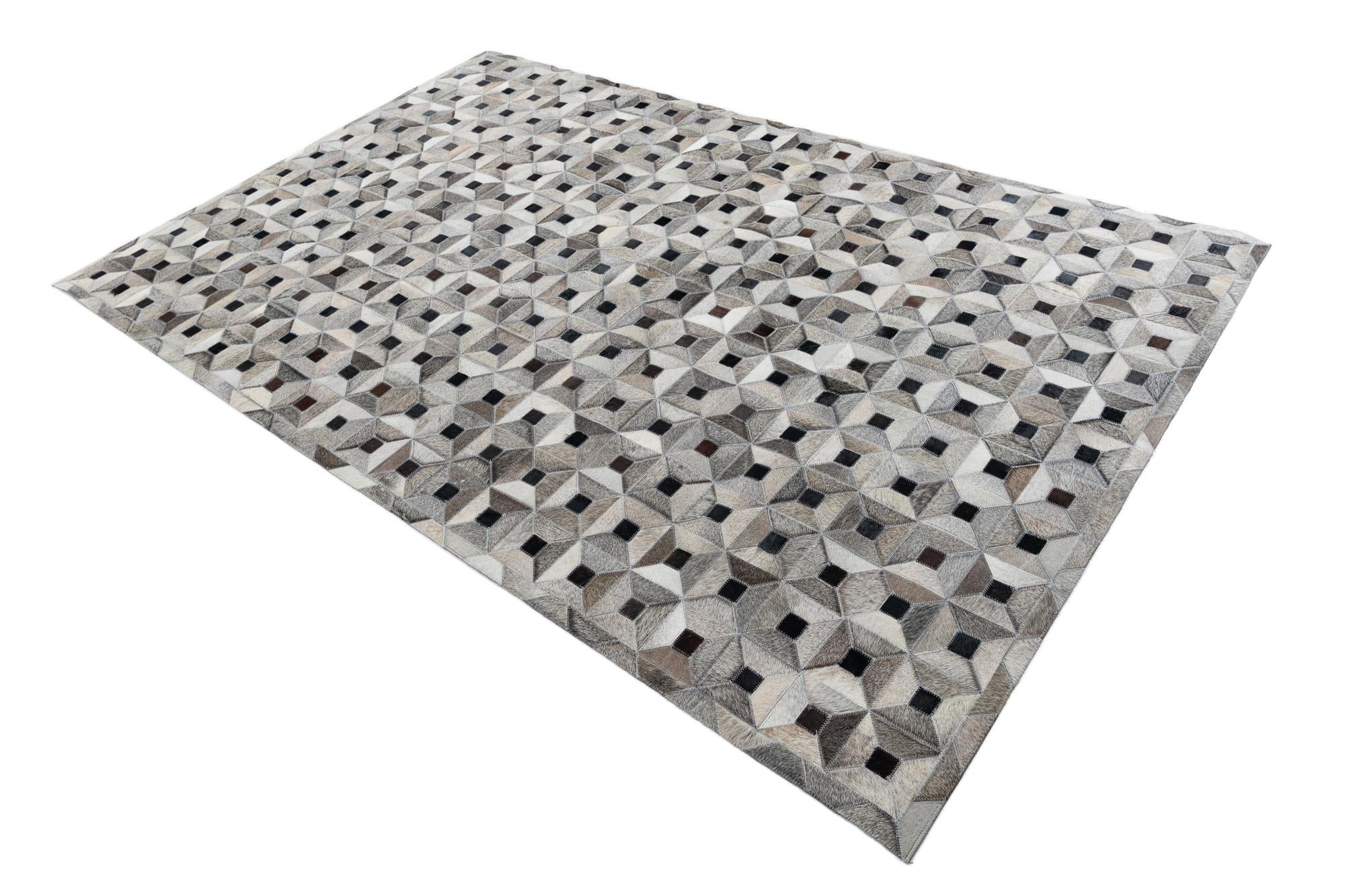 5' 1 x 8' Cowhide Leather Rug
