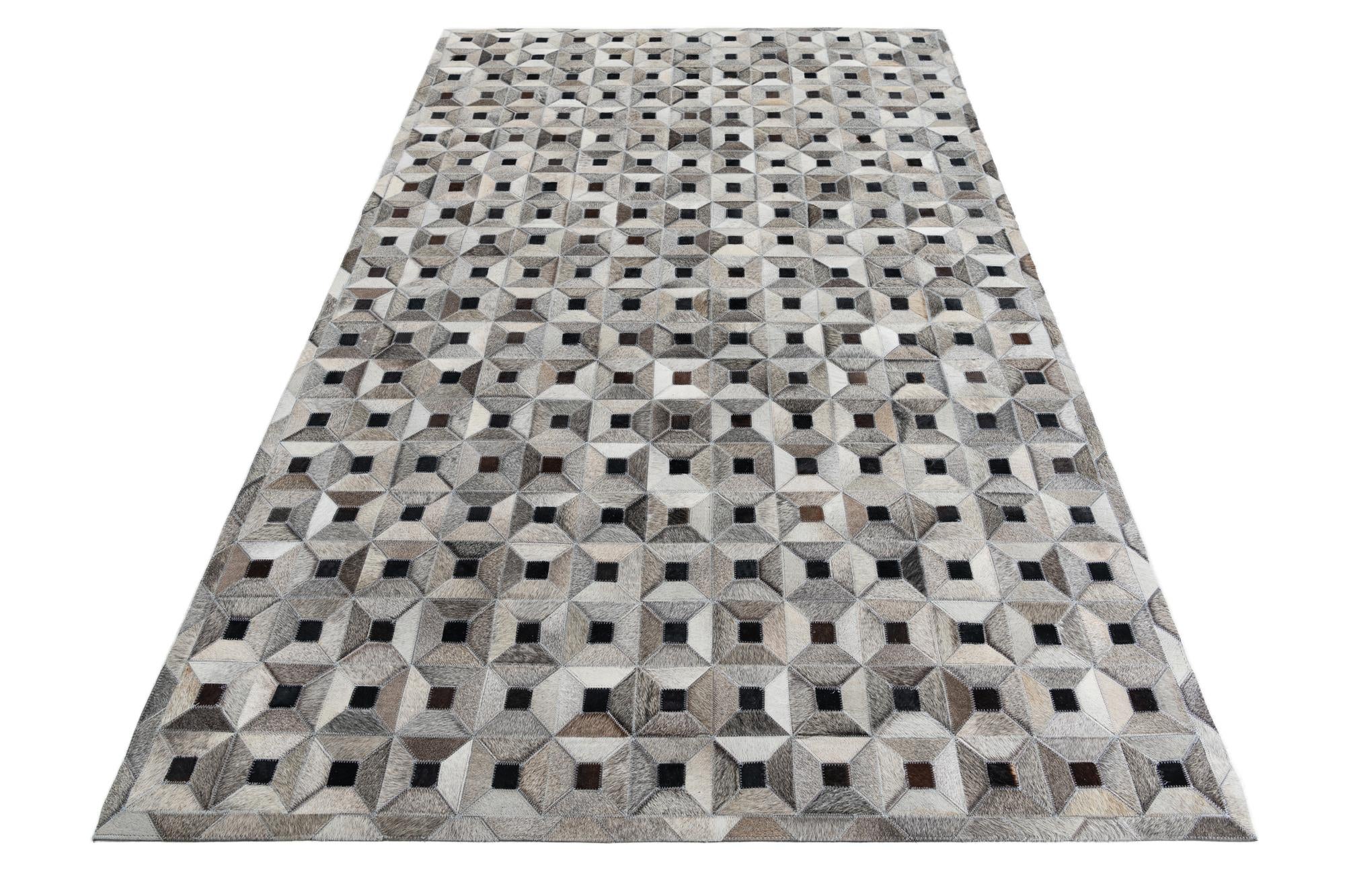 5' 1 x 8' Cowhide Leather Rug