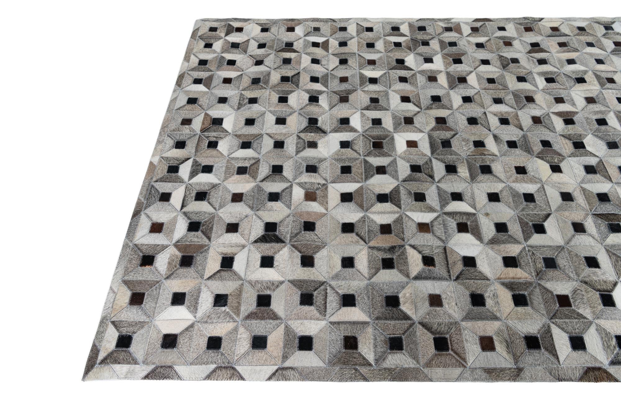 5' 1 x 8' Cowhide Leather Rug
