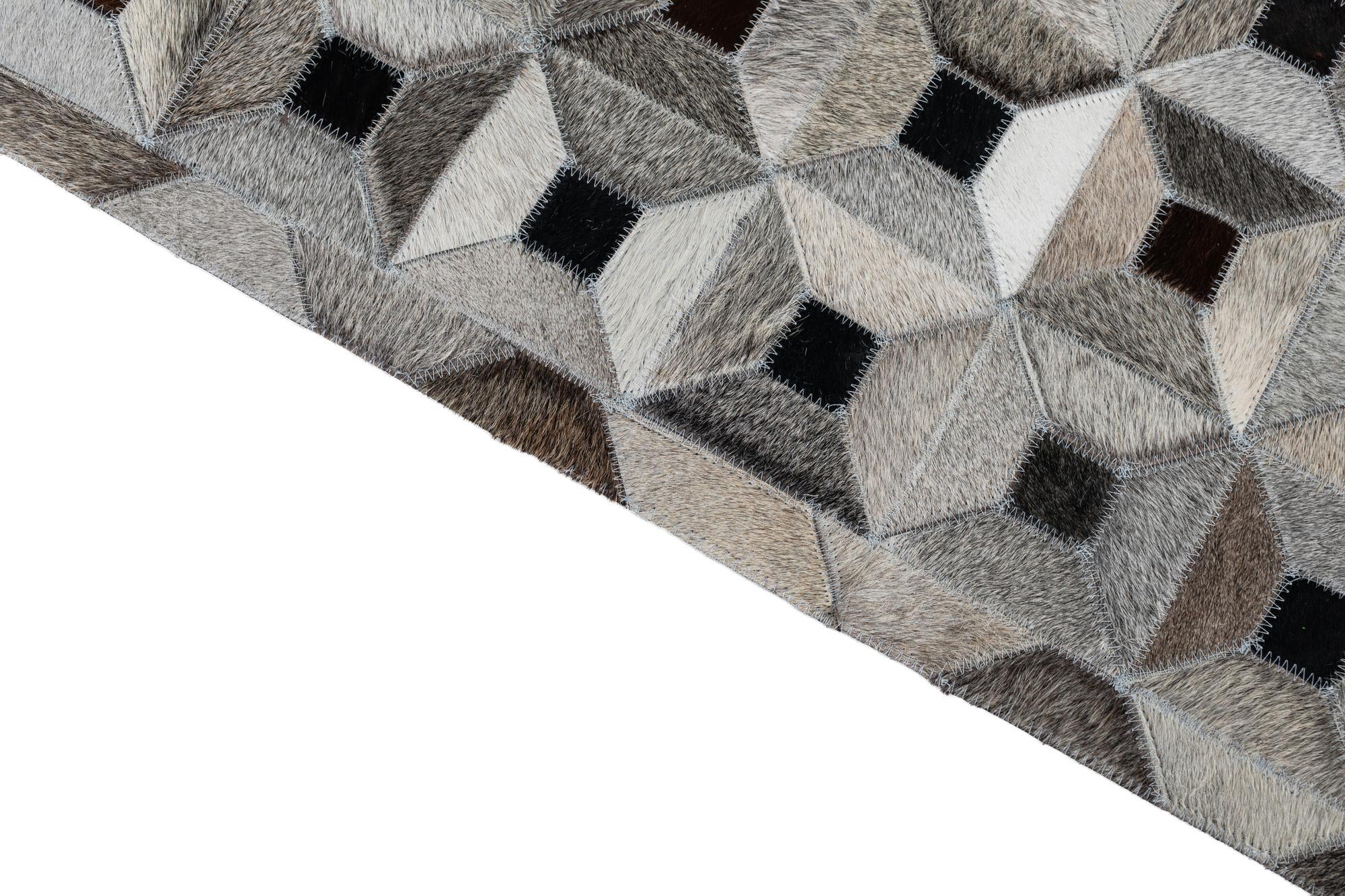 5' 1 x 8' Cowhide Leather Rug