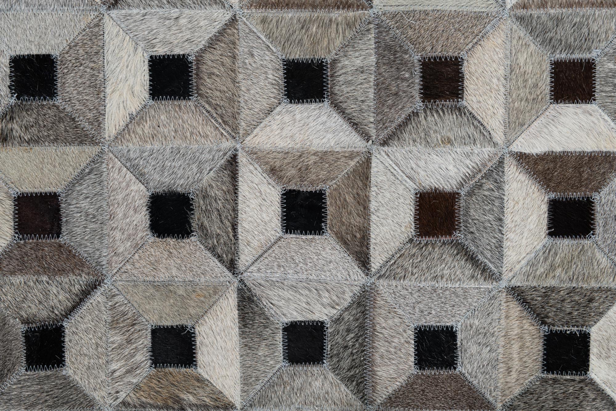 5' 1 x 8' Cowhide Leather Rug
