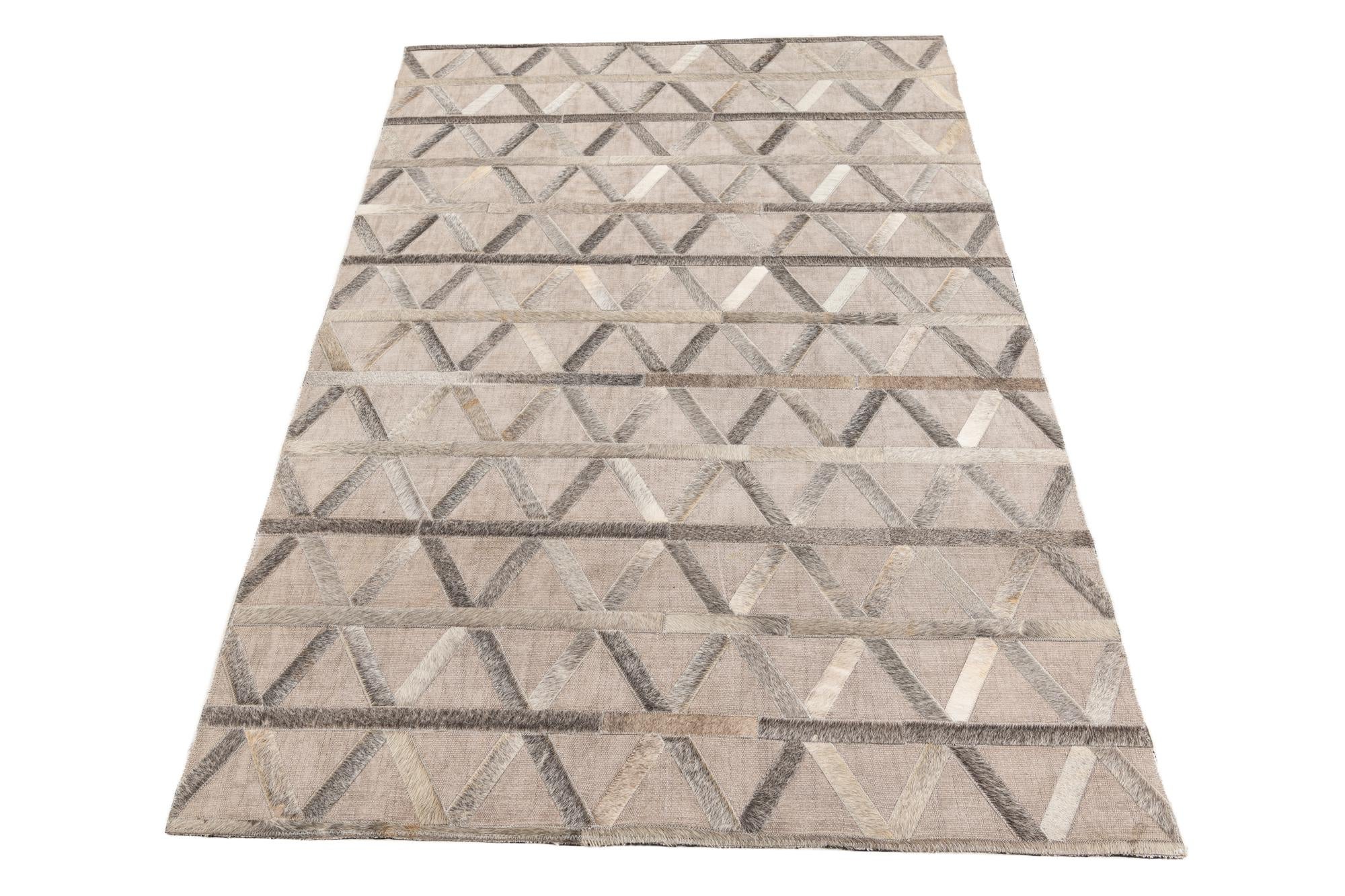 3' 10 x 5' 10 Cowhide Leather Rug