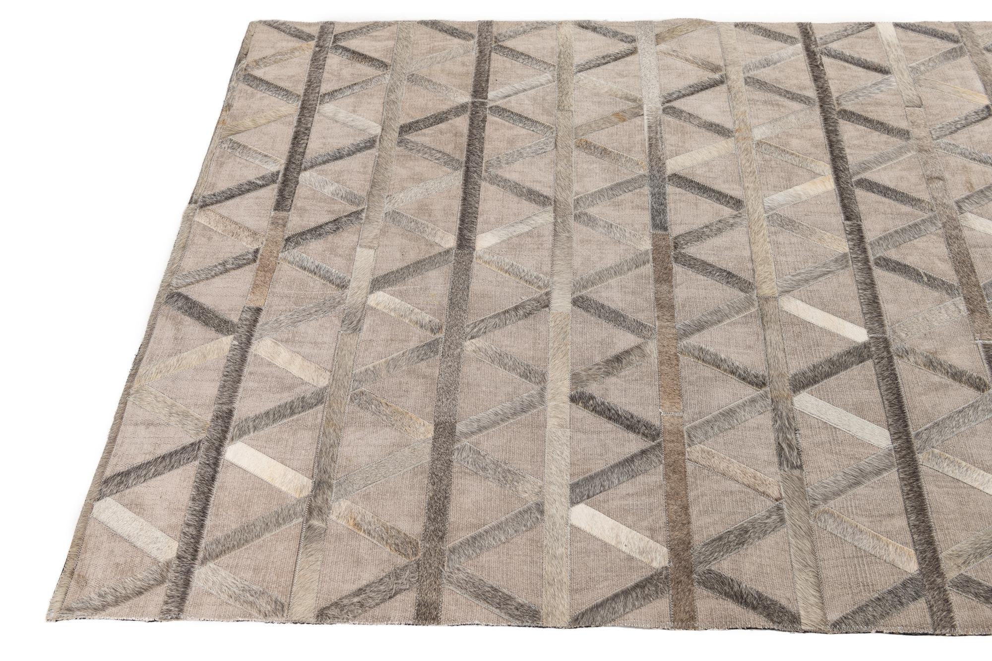 3' 10 x 5' 10 Cowhide Leather Rug