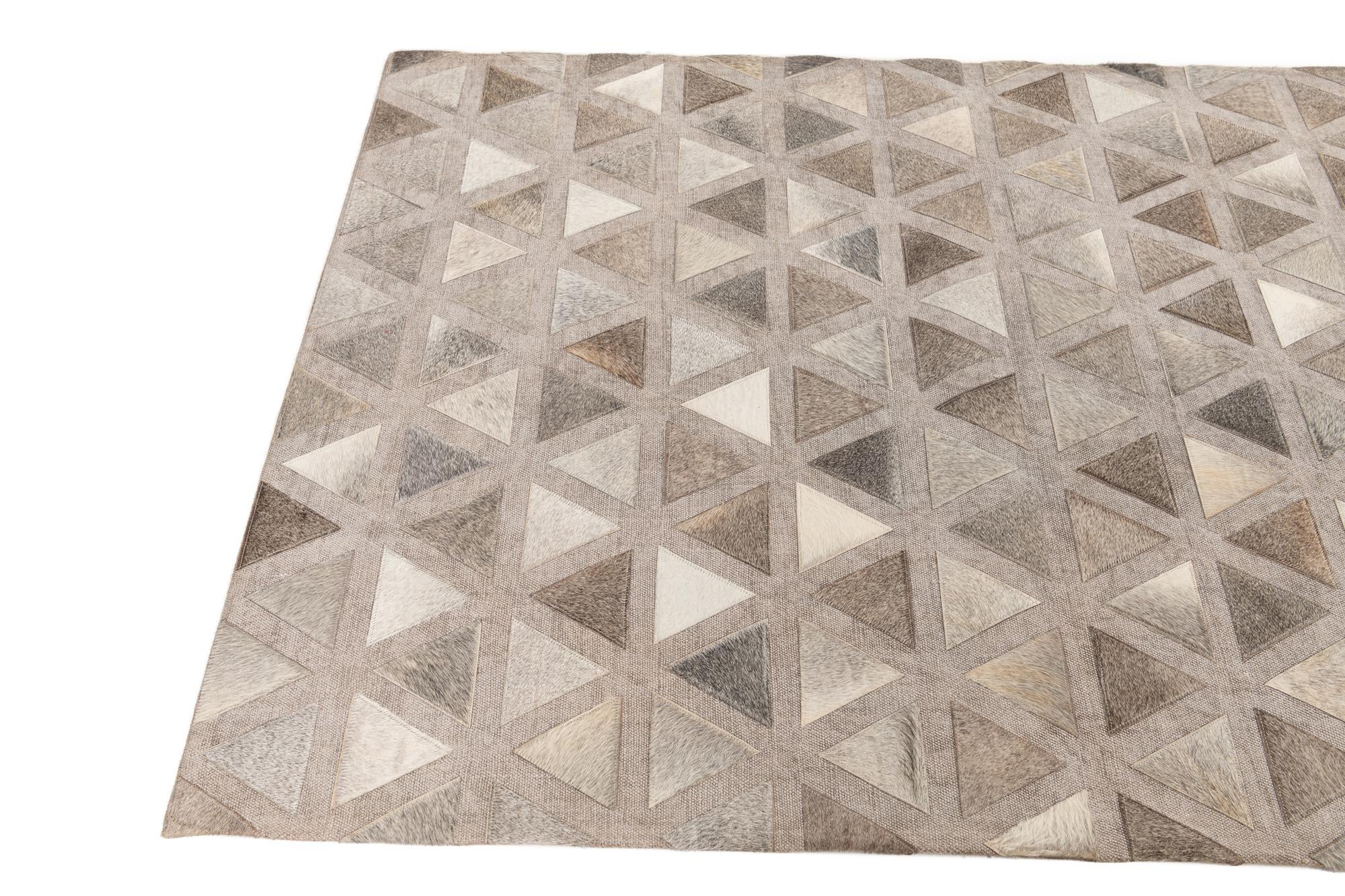 4' x 5' 10 Cowhide Leather Rug