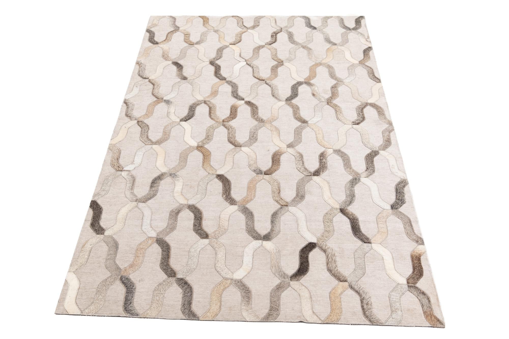 4' x 5' 8 Cowhide Leather Rug
