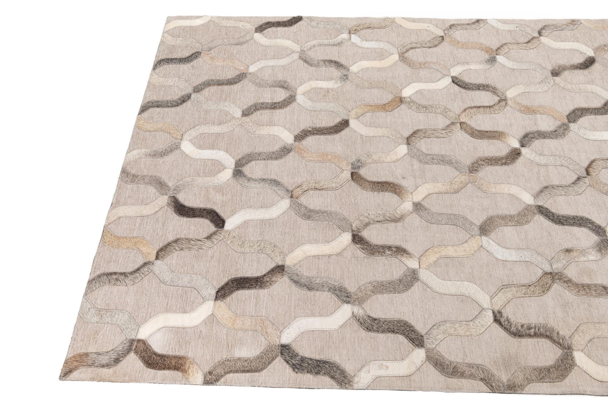 4' x 5' 8 Cowhide Leather Rug