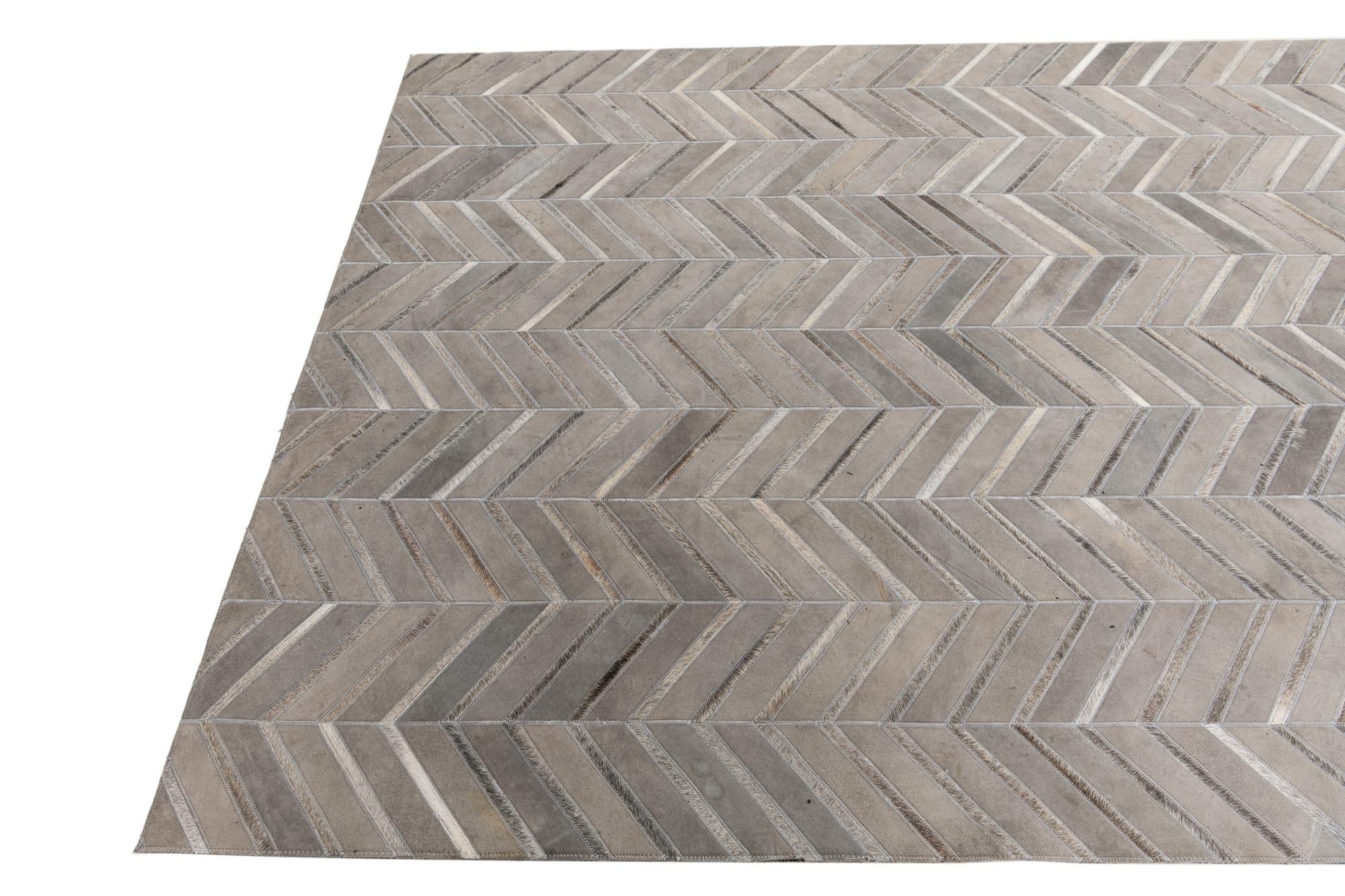 5' x 8' 1 Cowhide Leather Rug