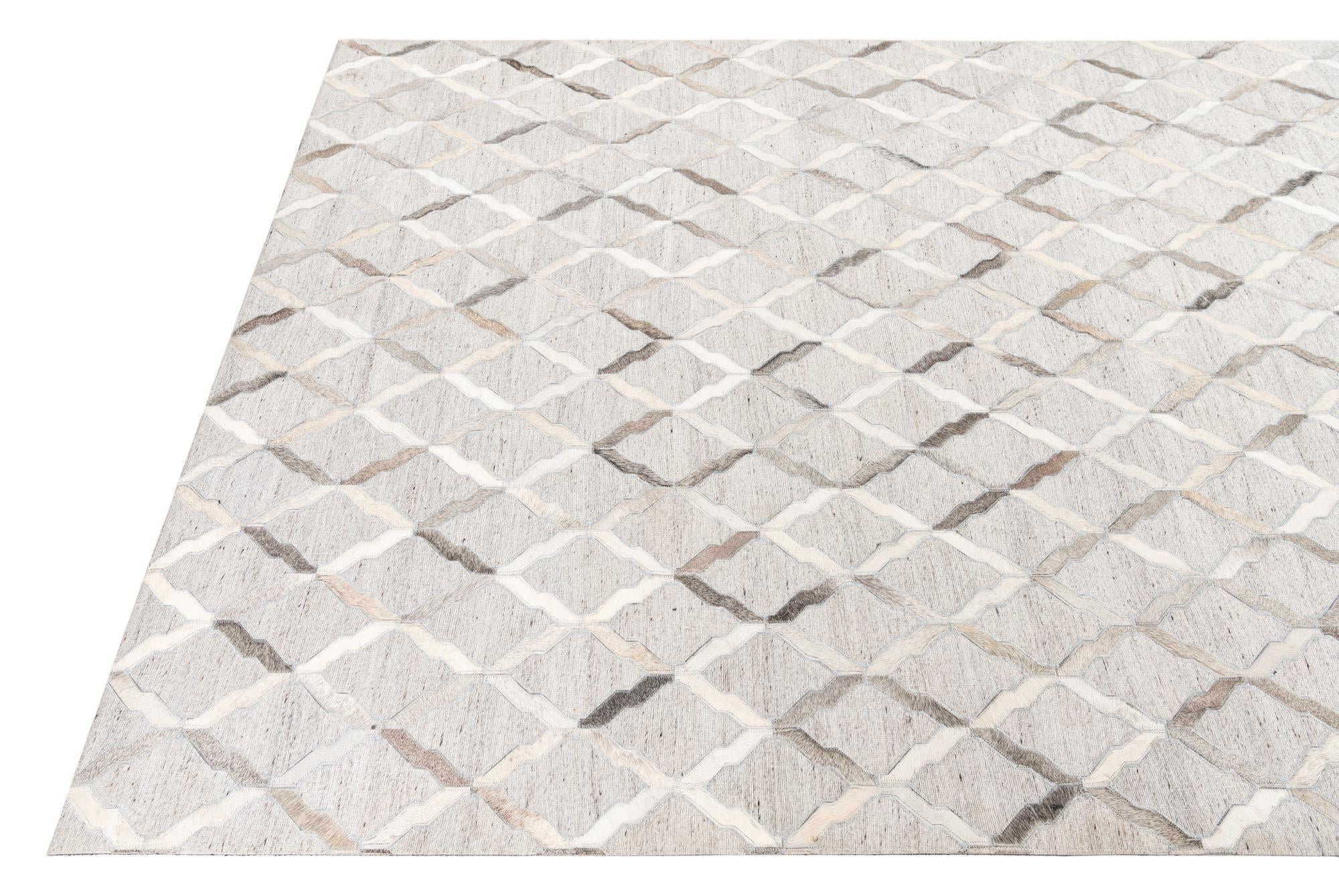 5' x 7' 8 Cowhide Leather Rug
