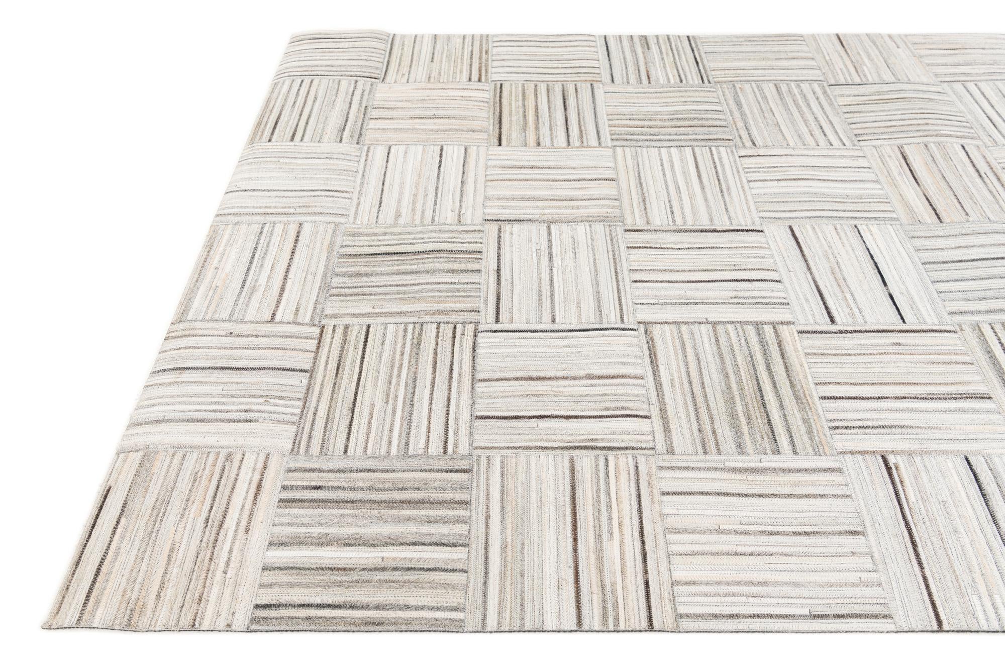 5' x 8' 3 Cowhide Stocks Rug