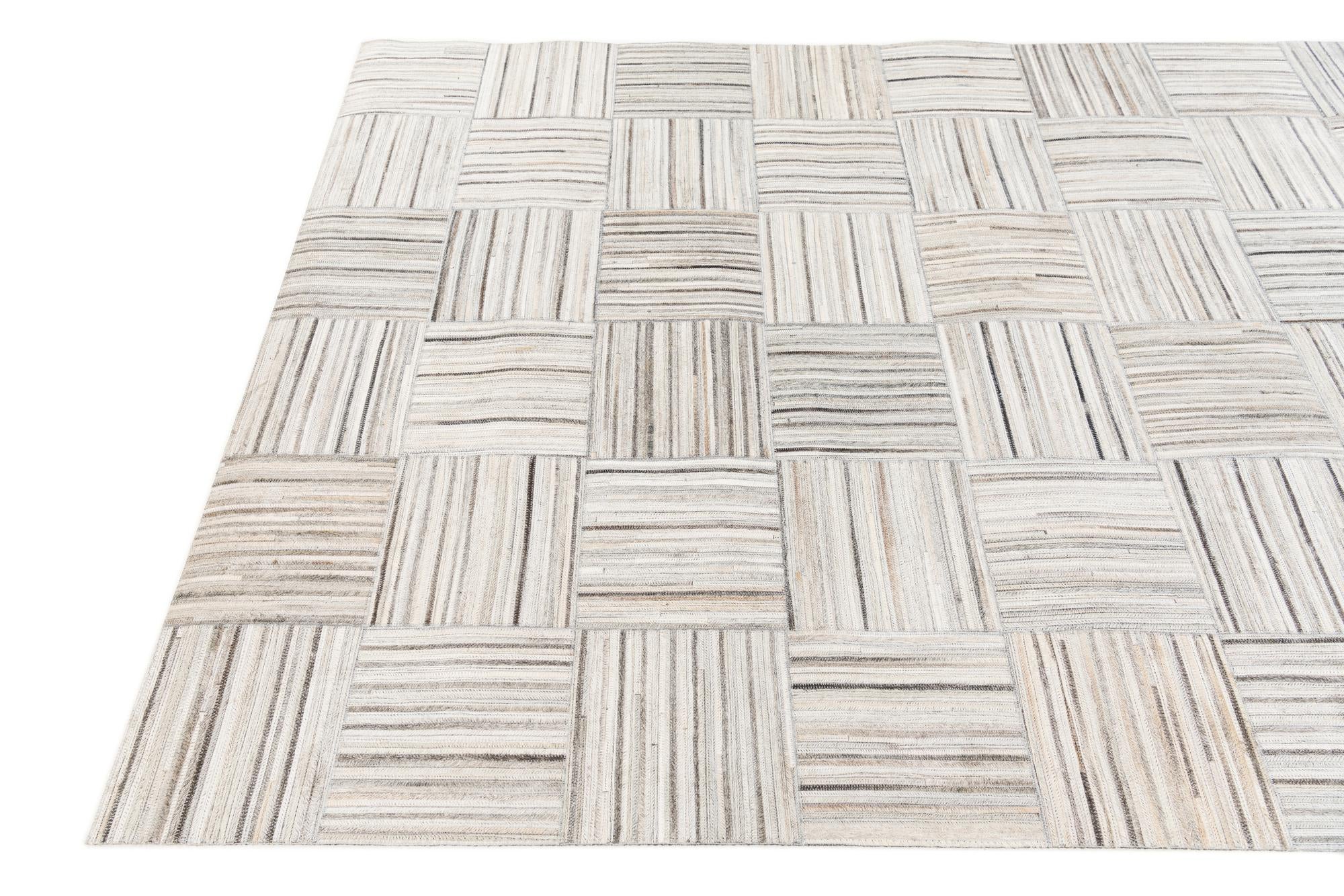 5' x 8' 3 Cowhide Stocks Rug