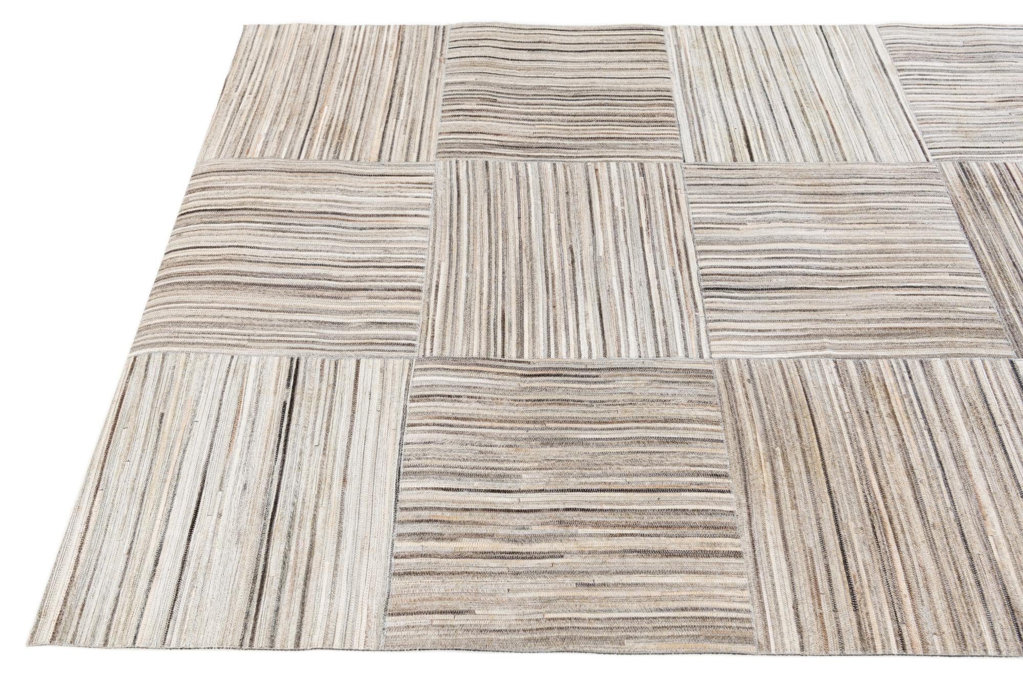 5' x 8' 3 Cowhide Stocks Rug