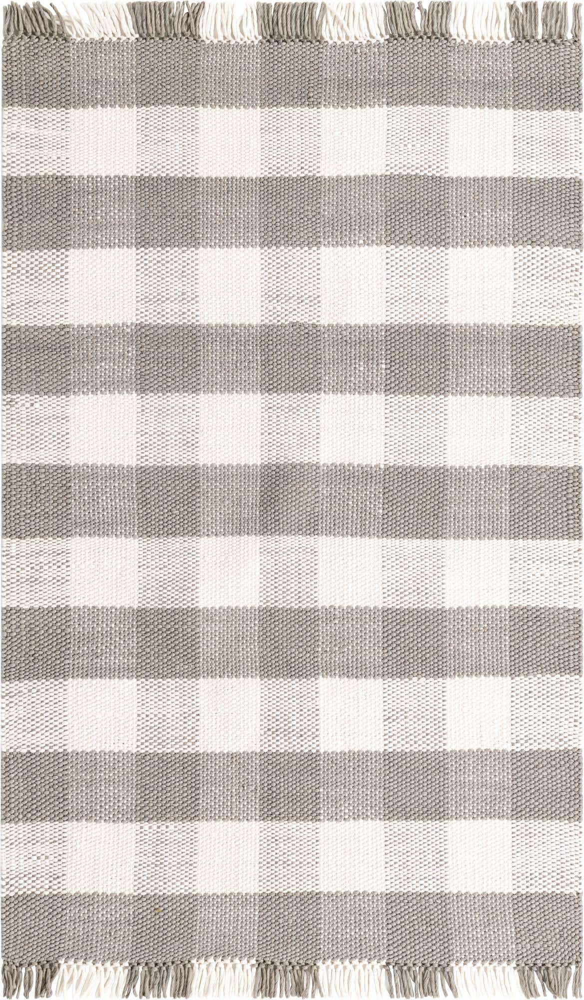5' 3 x 8' Easy-Clean Eco Plaid Washable Indoor / Outdoor Rug