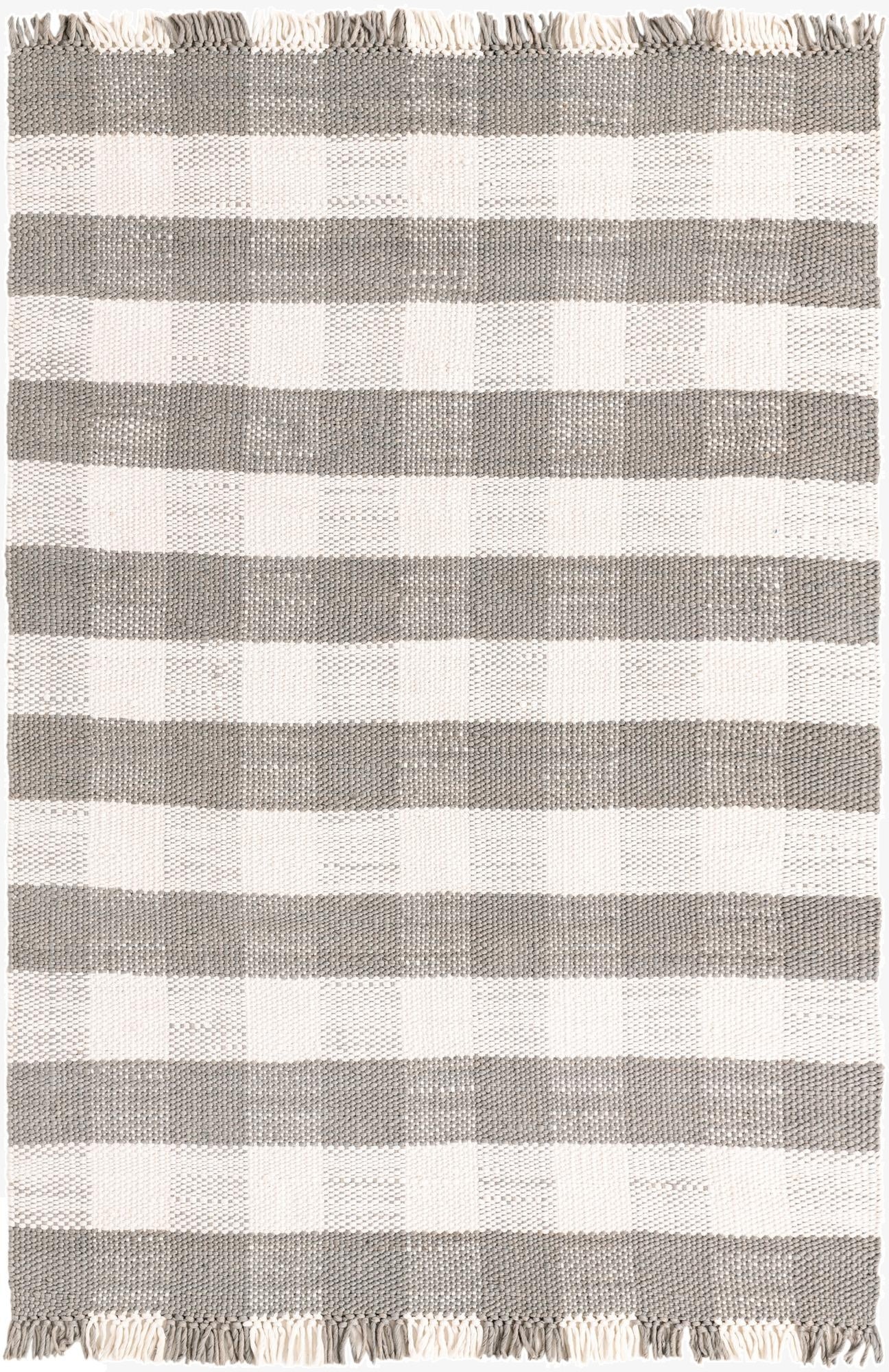 Primary image 6' x 9' Eco Plaid   Washable Indoor / Outdoor Rug