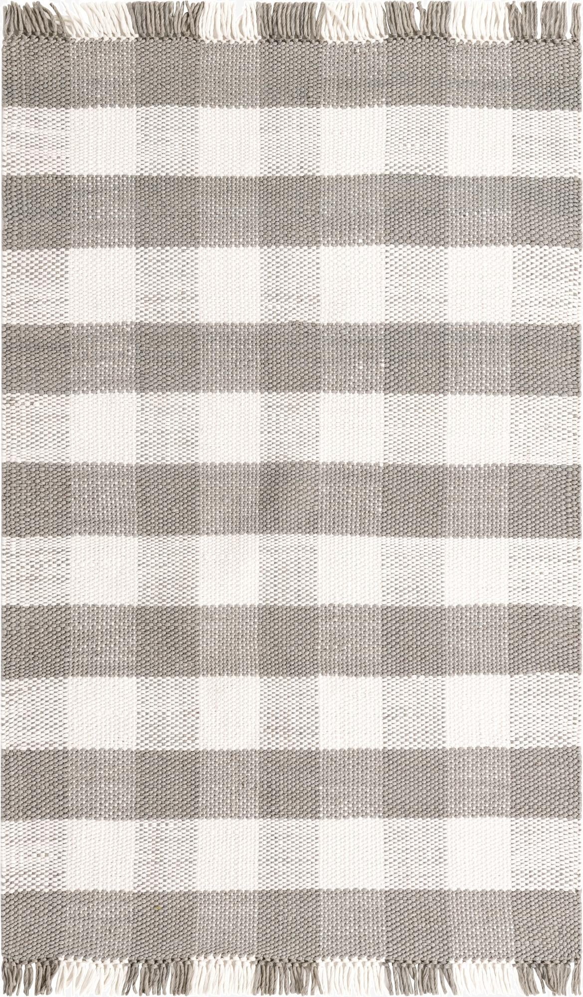 Primary image 5' 3 x 8' Eco Plaid   Washable Indoor / Outdoor Rug