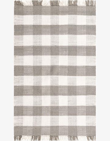Gray Easy-Clean Eco Plaid Washable Indoor / Outdoor Rug