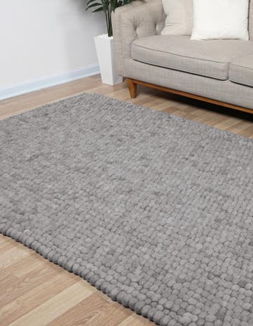 Gray Felt Ball Wool Rug