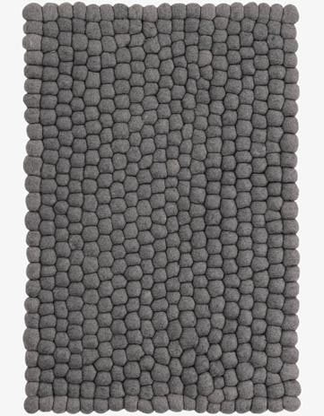 Gray Hand Woven Felt Ball Wool Rug