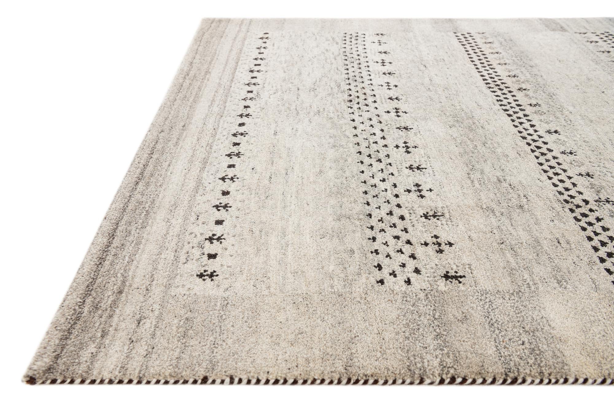 4' x 5' 8 Hand Knotted Gabbeh Wool Rug