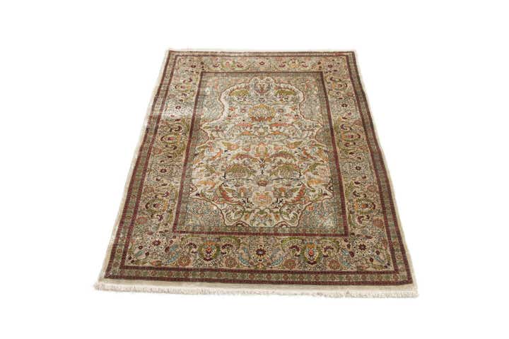 3' 4 x 5' 1 Hand Knotted Hereke Silk Rug