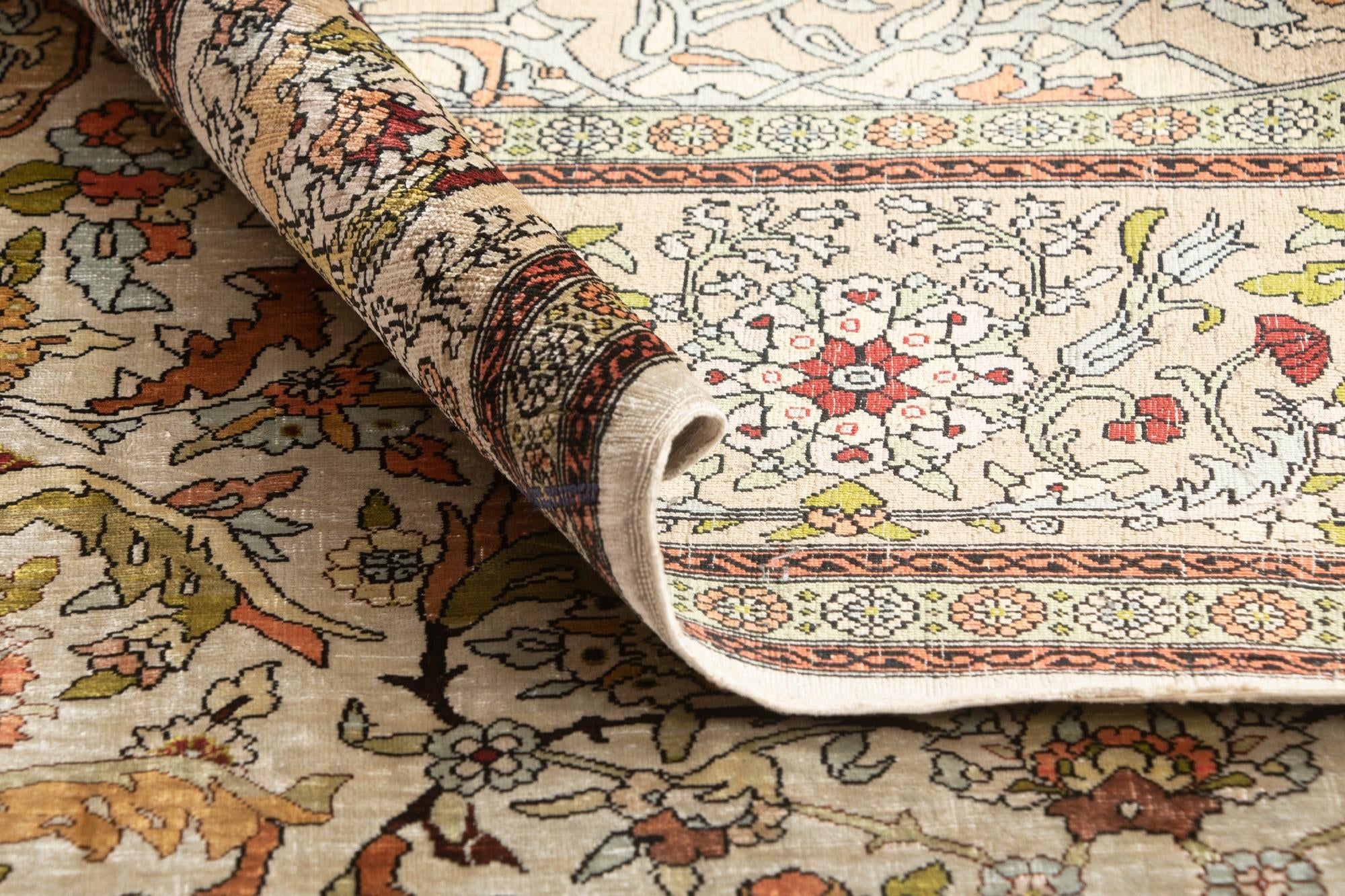 3' 4 x 5' 1 Hand Knotted Hereke Silk Rug