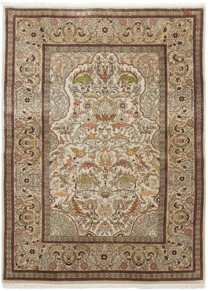 3' 4 x 5' 1 Hand Knotted Hereke Silk Rug