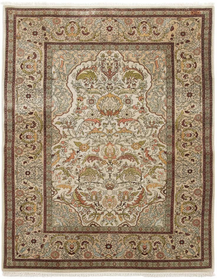 Detail image of 3' 4 x 5' 1 Hand Knotted Hereke Silk Rug