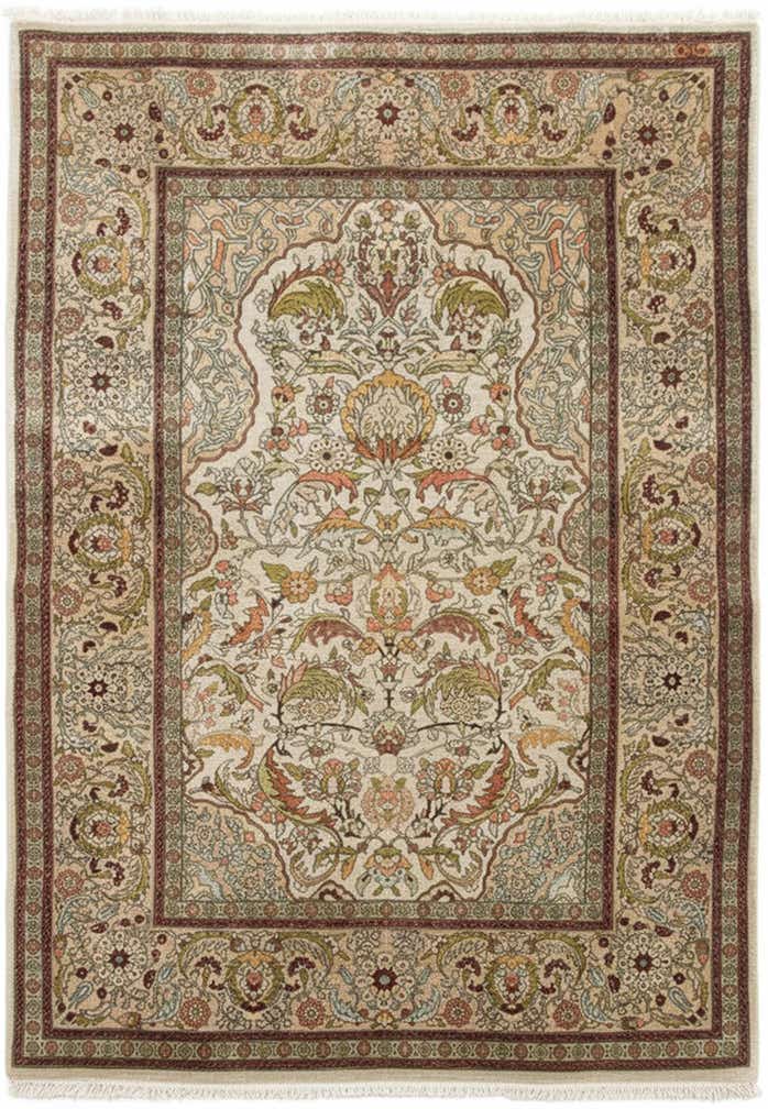 3' 4 x 5' 1 Hand Knotted Hereke Silk Rug