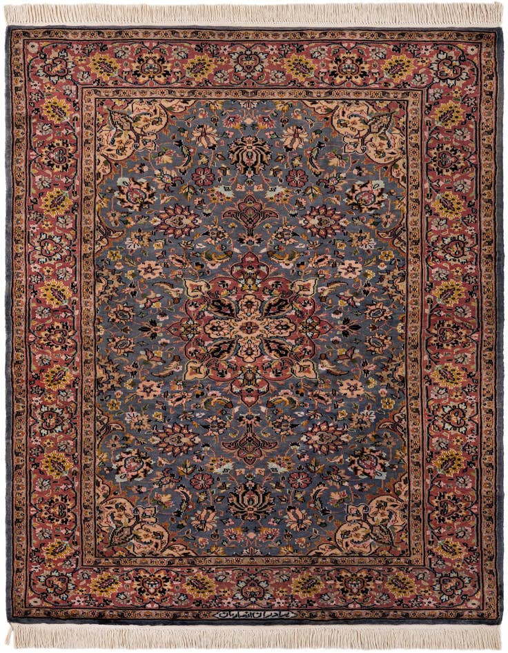 Detail image of 4' 2 x 6' 6 Hand Knotted Kashmir Oriental Wool Rug
