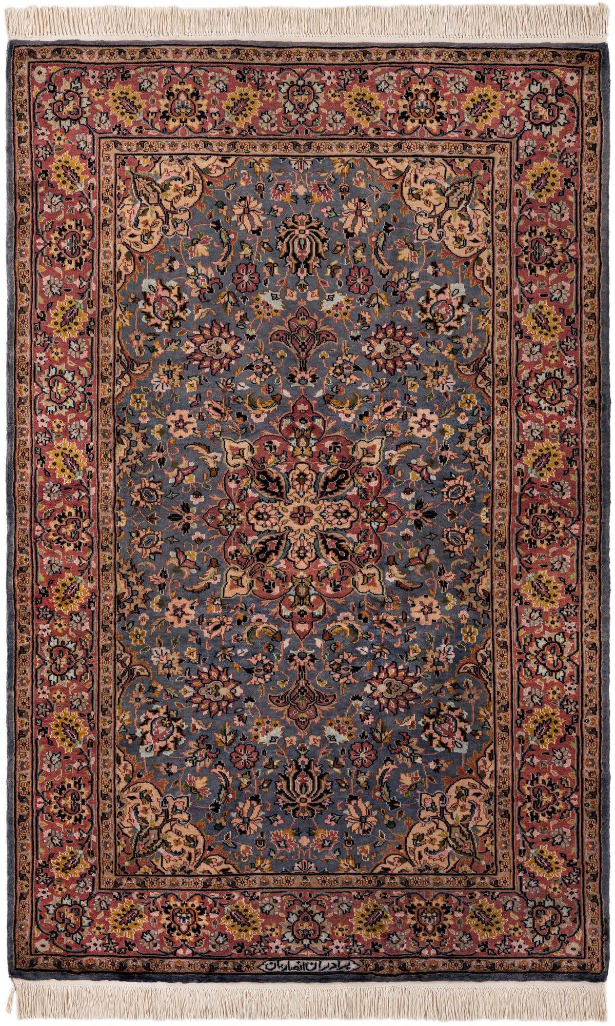 4' 2 x 6' 6 Hand Knotted Kashmir Oriental Wool Rug