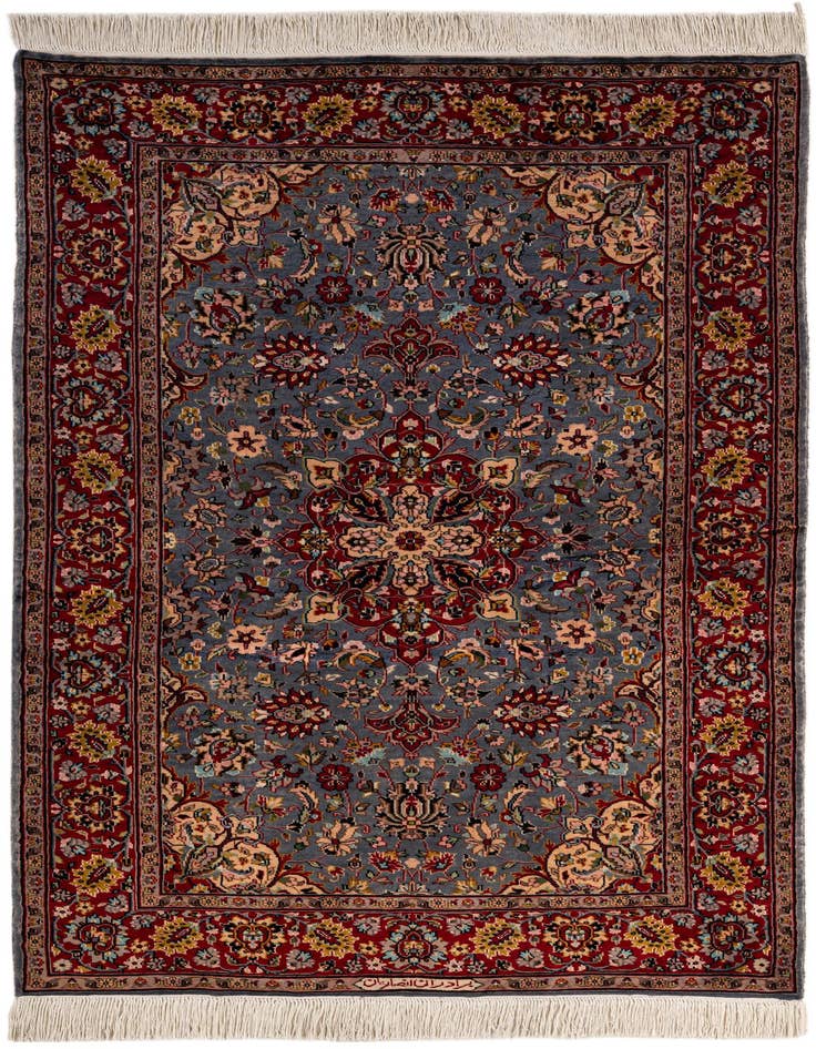 Detail image of 4' 1 x 6' 10 Hand Knotted Kashmir Wool Rug