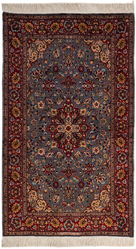Detail image of 4' 1 x 6' 10 Hand Knotted Kashmir Wool Rug