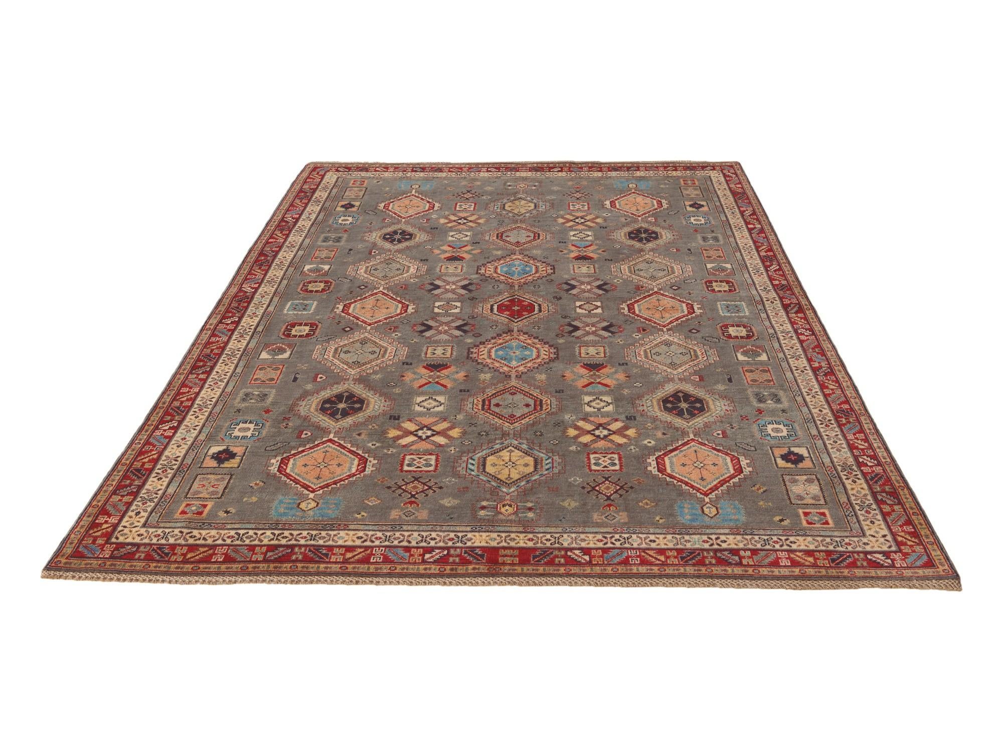 6' 7 x 9' 10 Hand Knotted Kazak Rug