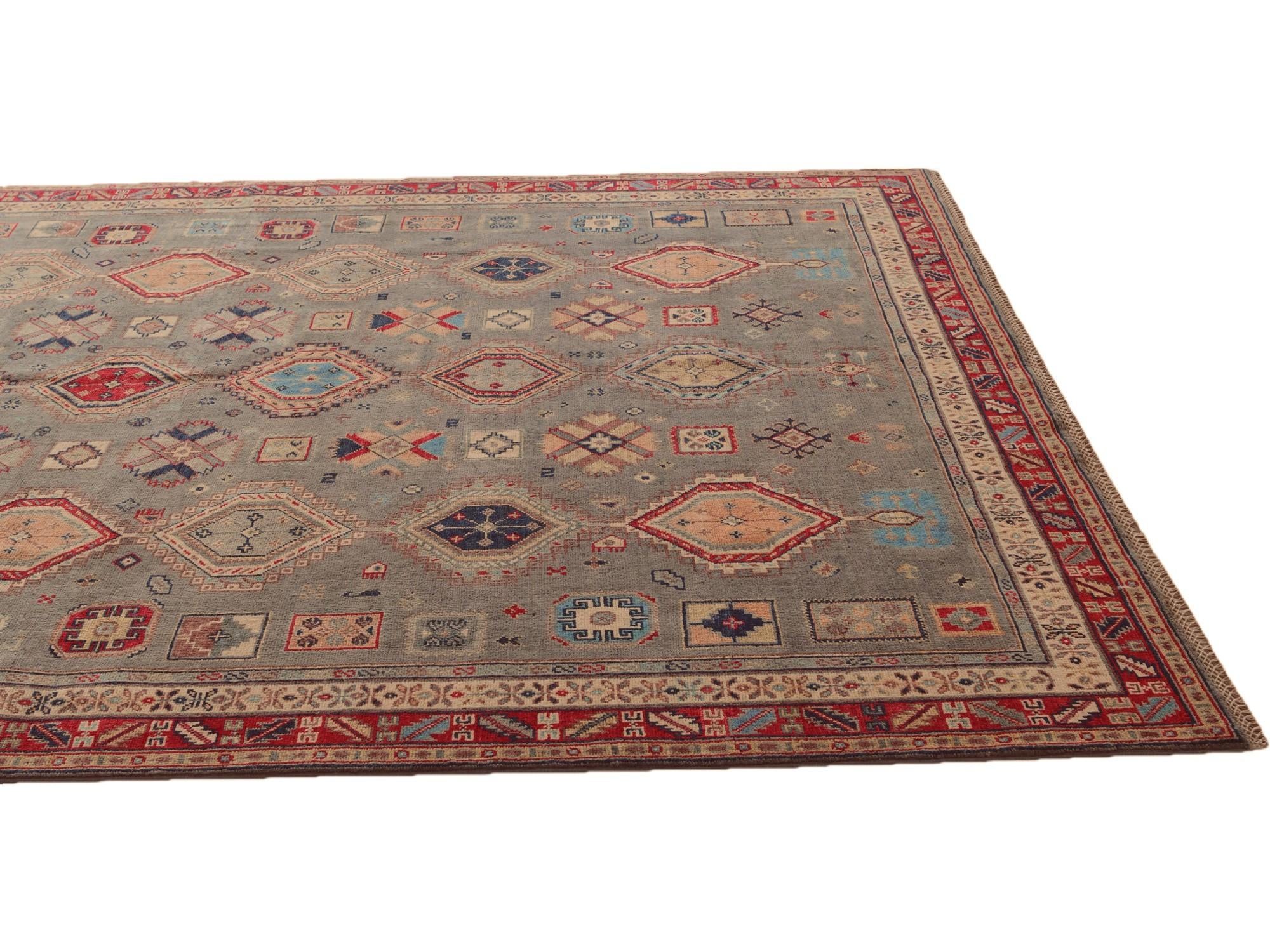 6' 7 x 9' 10 Hand Knotted Kazak Rug