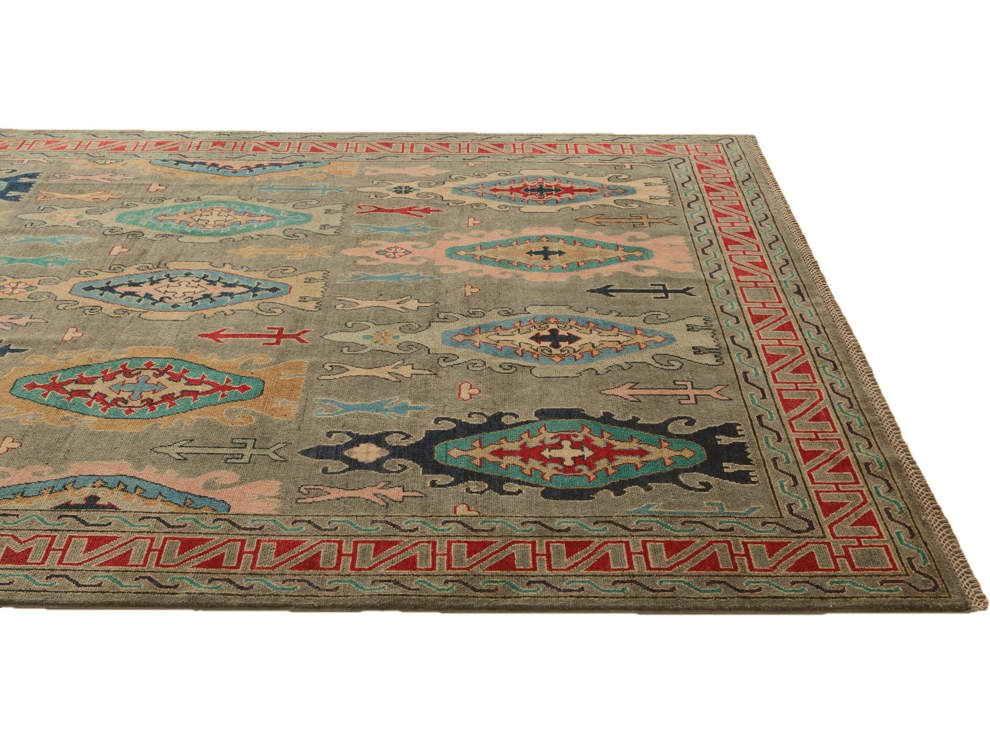 6' 7 x 9' 11 Hand Knotted Kazak Rug