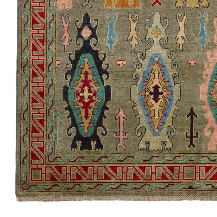 Detail image of 6' 7 x 9' 11 Hand Knotted Kazak Rug
